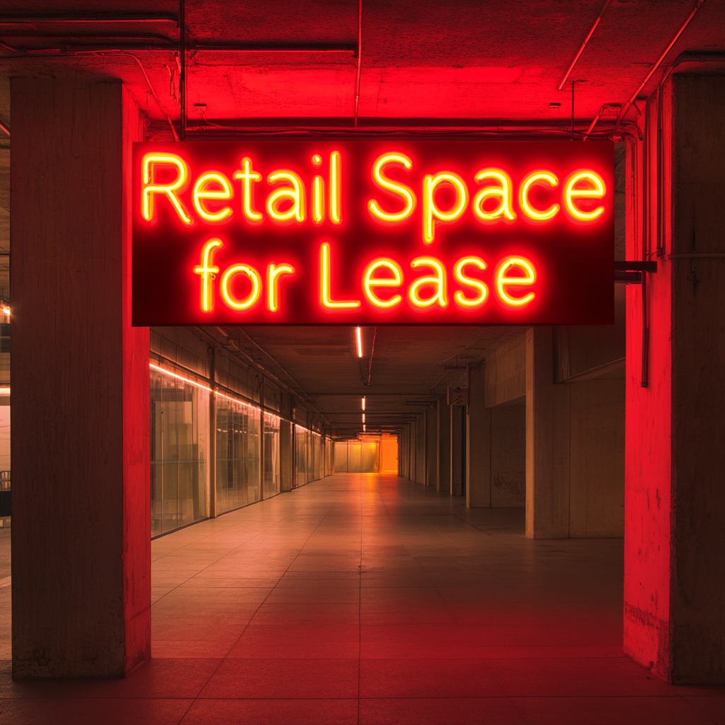 Retail Space for Lease - Red Neon Sign, 24 Inches