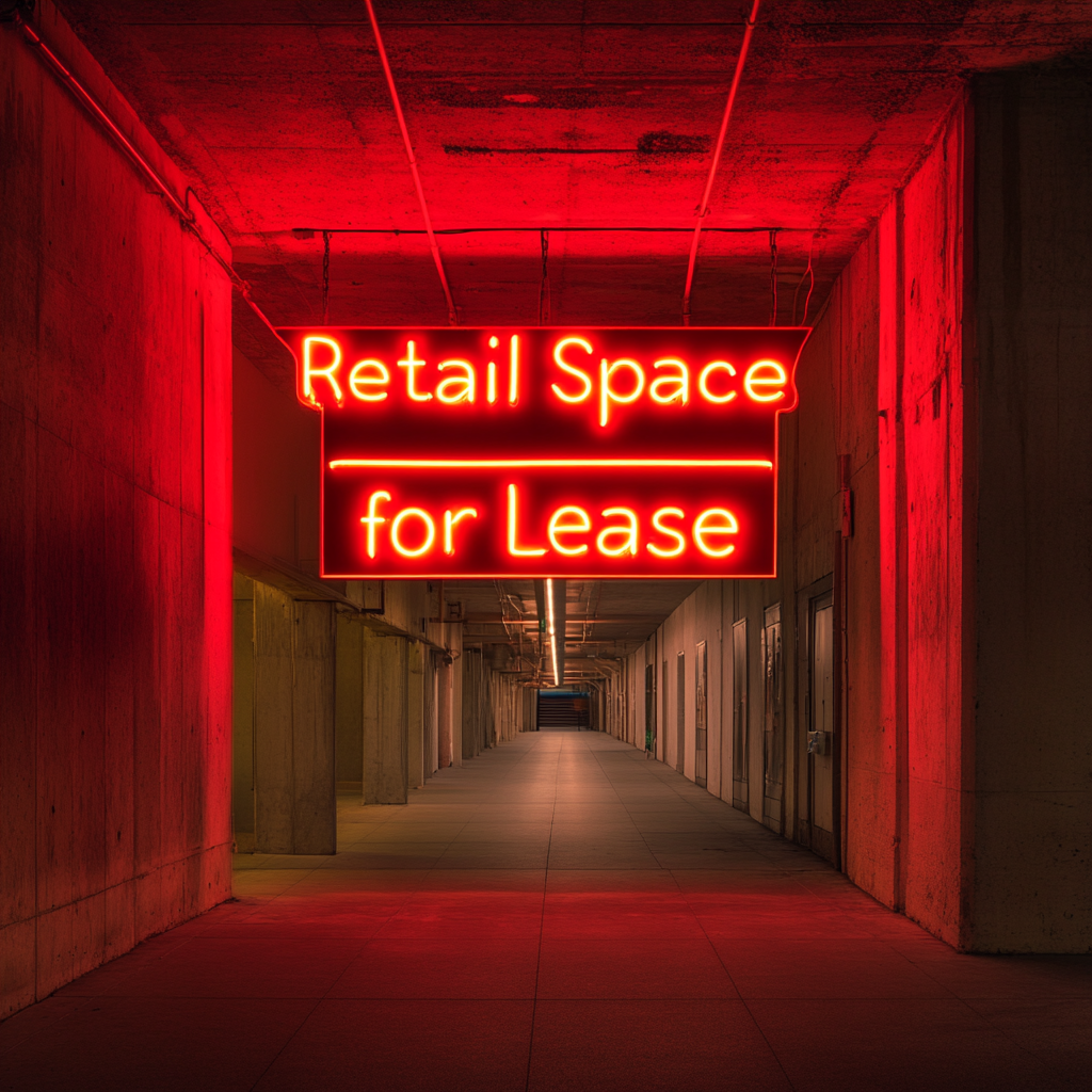 Retail Space for Lease - Red Neon Sign, 24 Inches