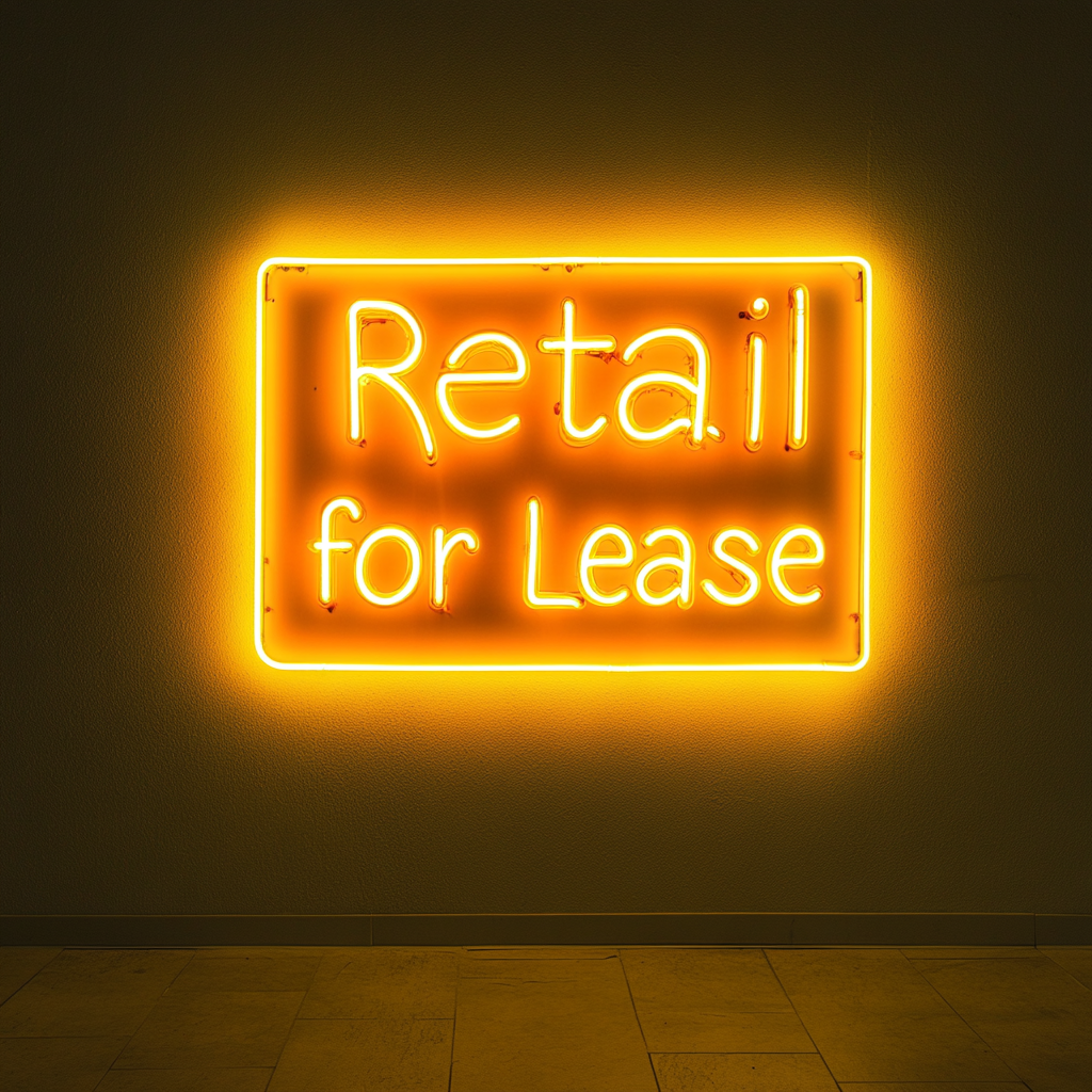 Retail Space for Lease - Yellow Neon Sign, 24 Inches
