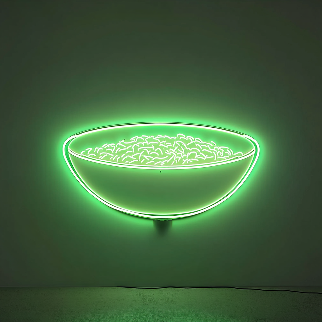 Rice Bowl - Green Neon Sign, 24 Inches