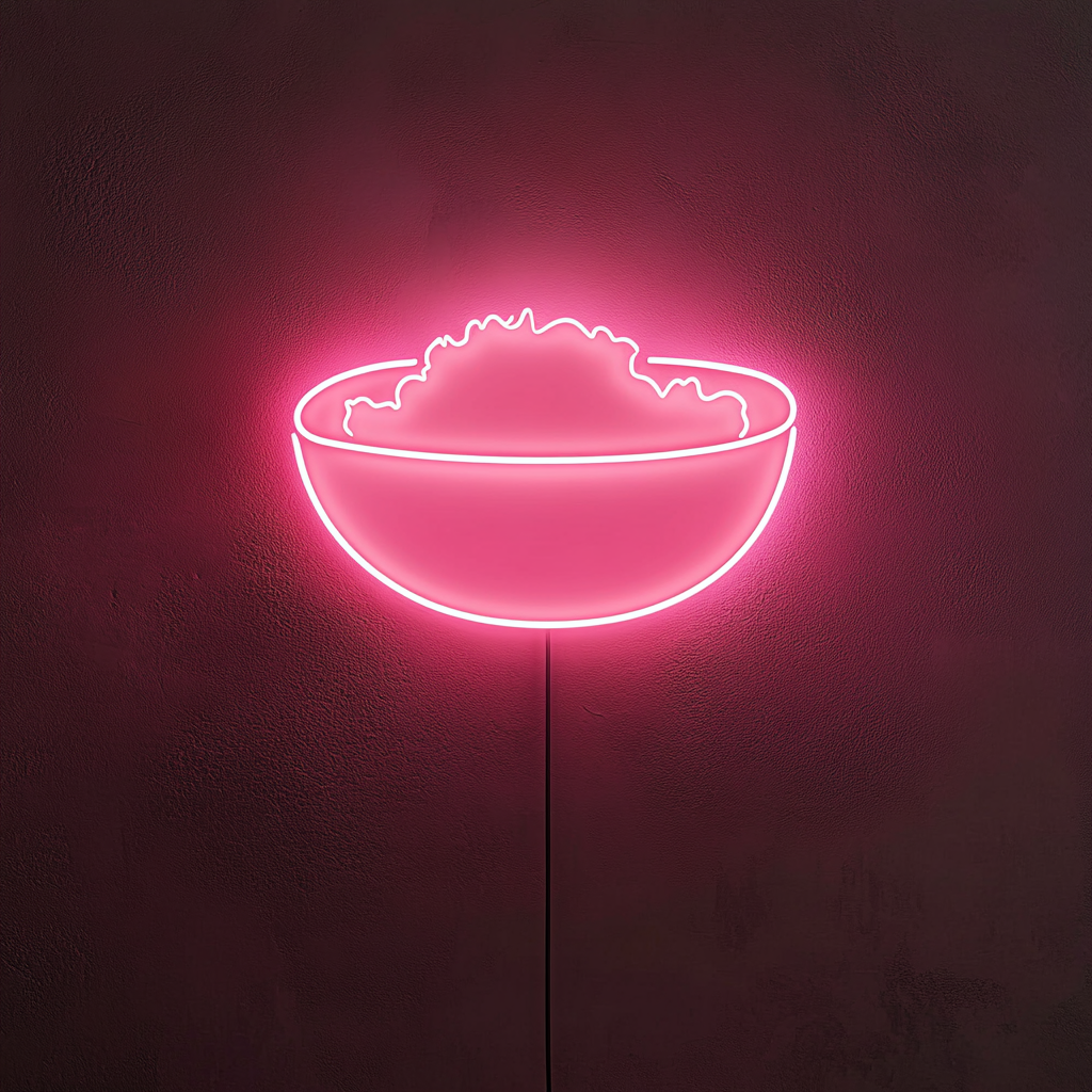 Rice Bowl - Pink Neon Sign, 24 Inches