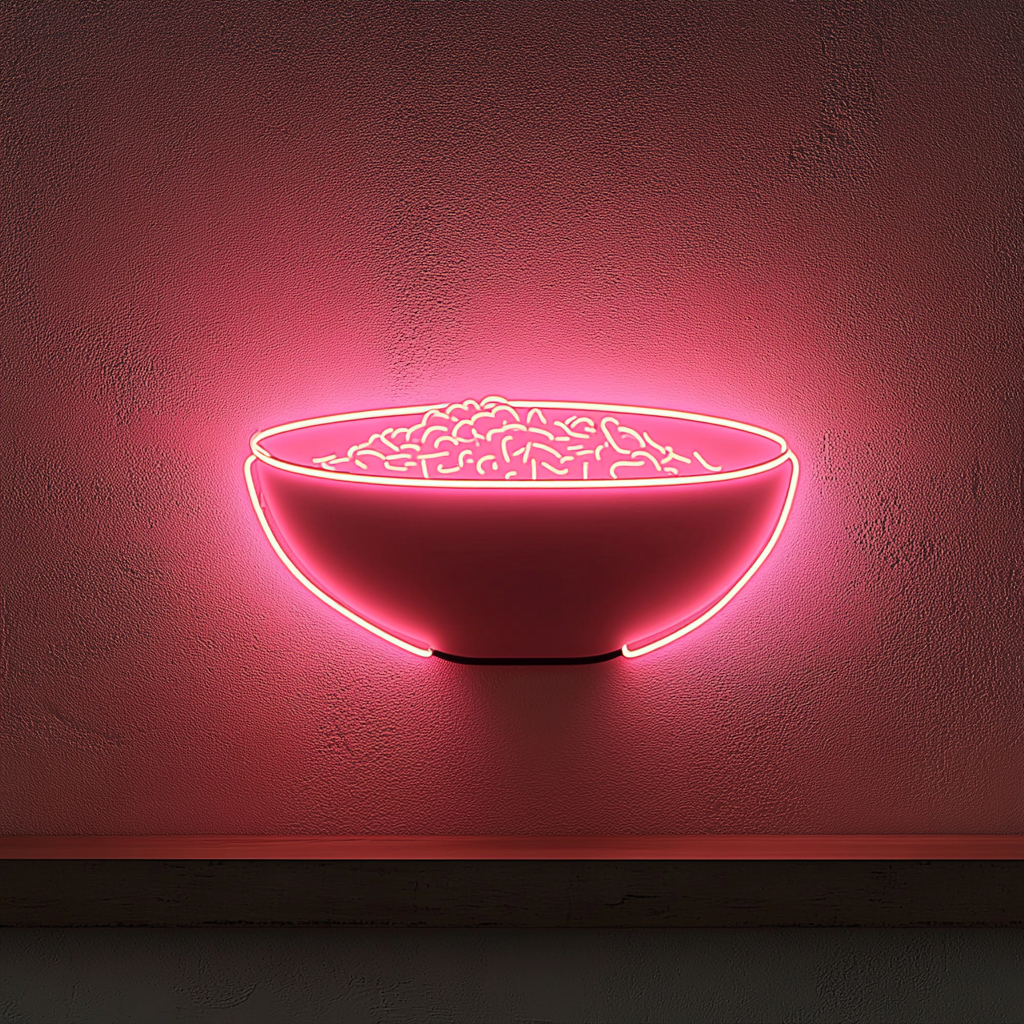Rice Bowl - Pink Neon Sign, 24 Inches