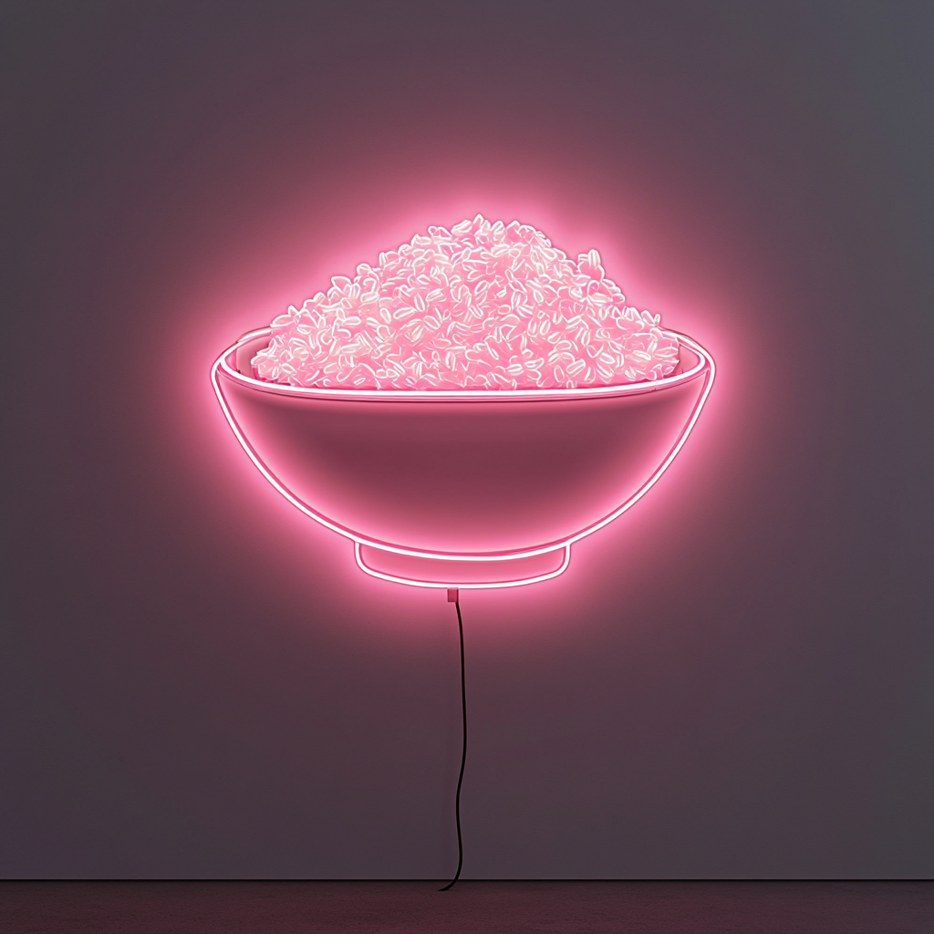 Rice Bowl - Pink Neon Sign, 24 Inches