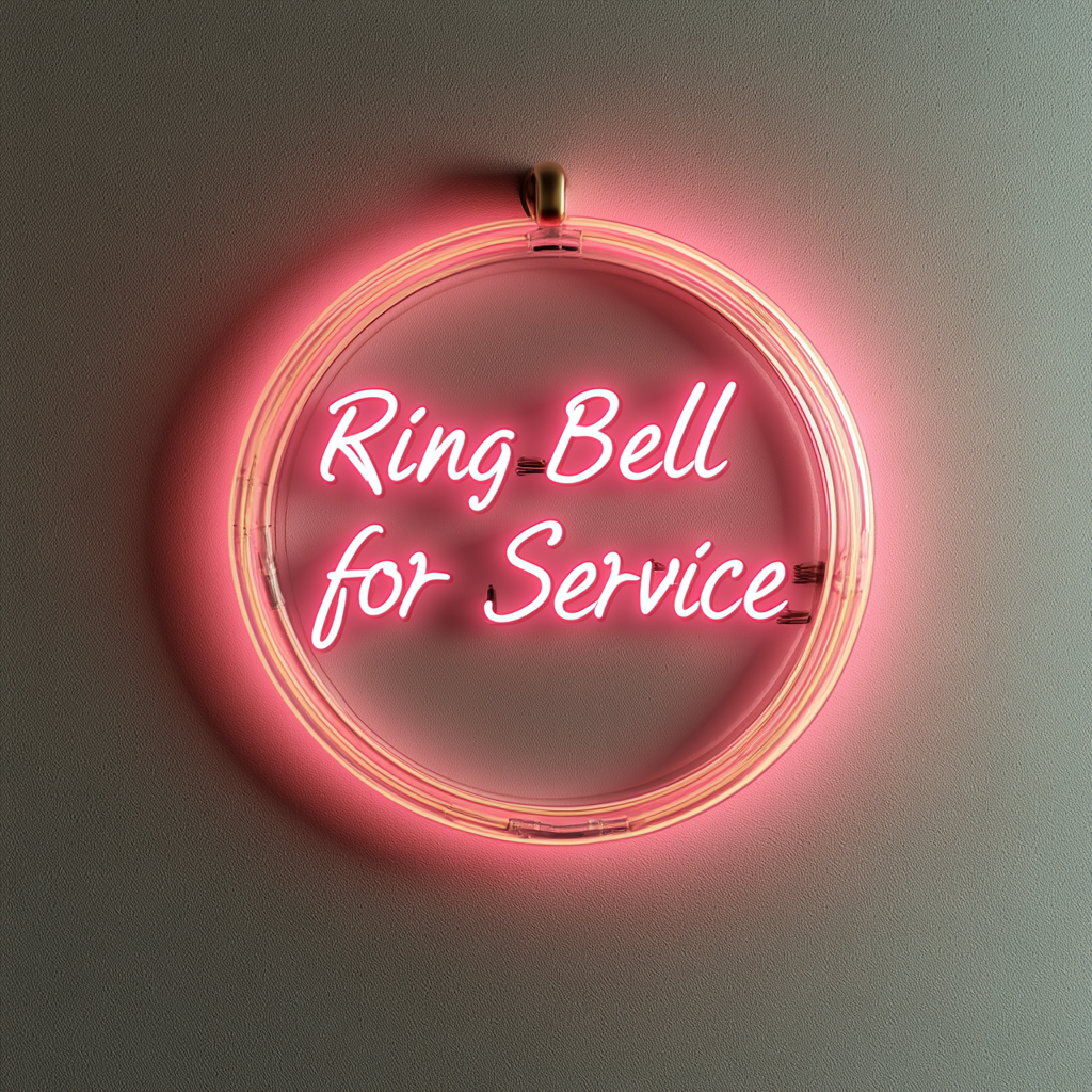"Ring Bell for Service" - Pink Neon Sign, 24 Inches