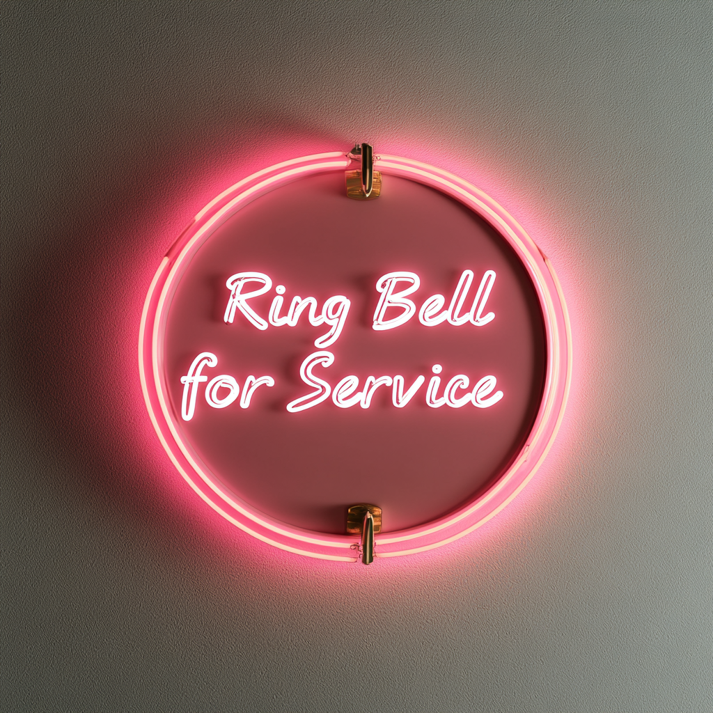 "Ring Bell for Service" - Pink Neon Sign, 24 Inches