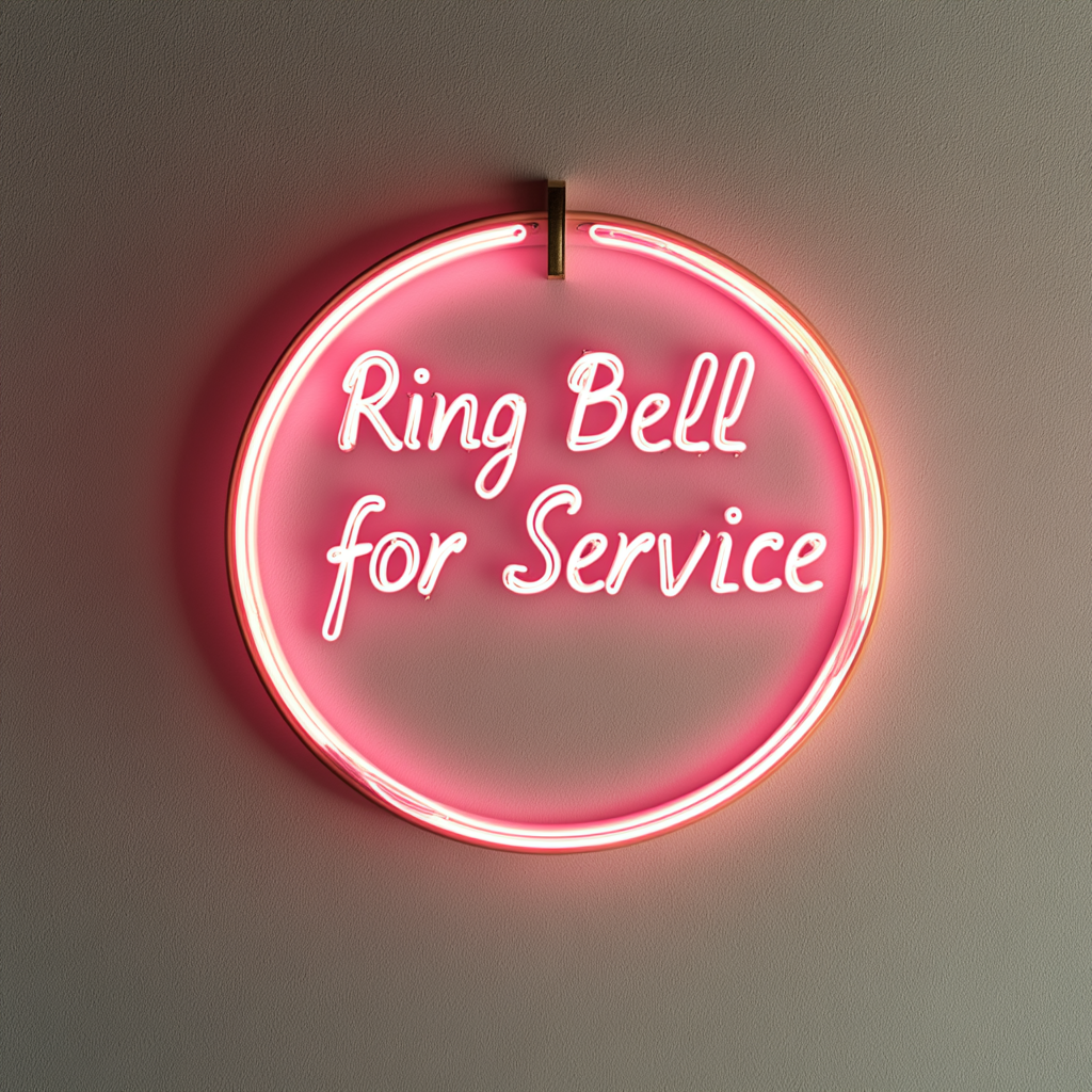 "Ring Bell for Service" - Pink Neon Sign, 24 Inches