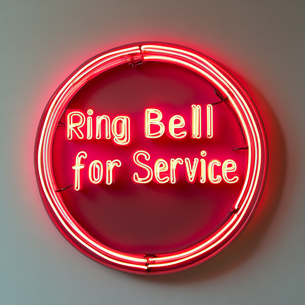 "Ring Bell for Service" - Red Neon Sign, 24 Inches