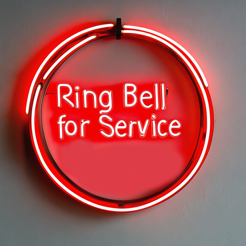 "Ring Bell for Service" - Red Neon Sign, 24 Inches