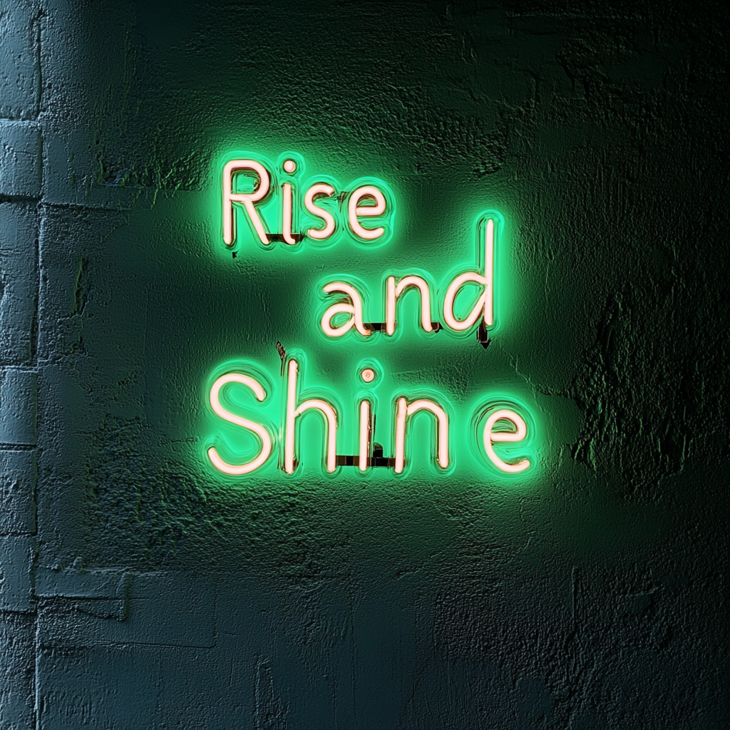 Rise and Shine - Green Neon Sign, 24 Inches
