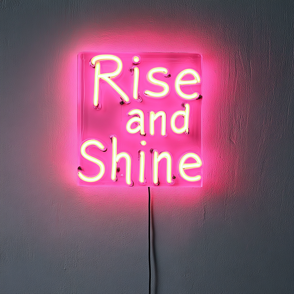 Rise and Shine - Pink Neon Sign, 18 Inches