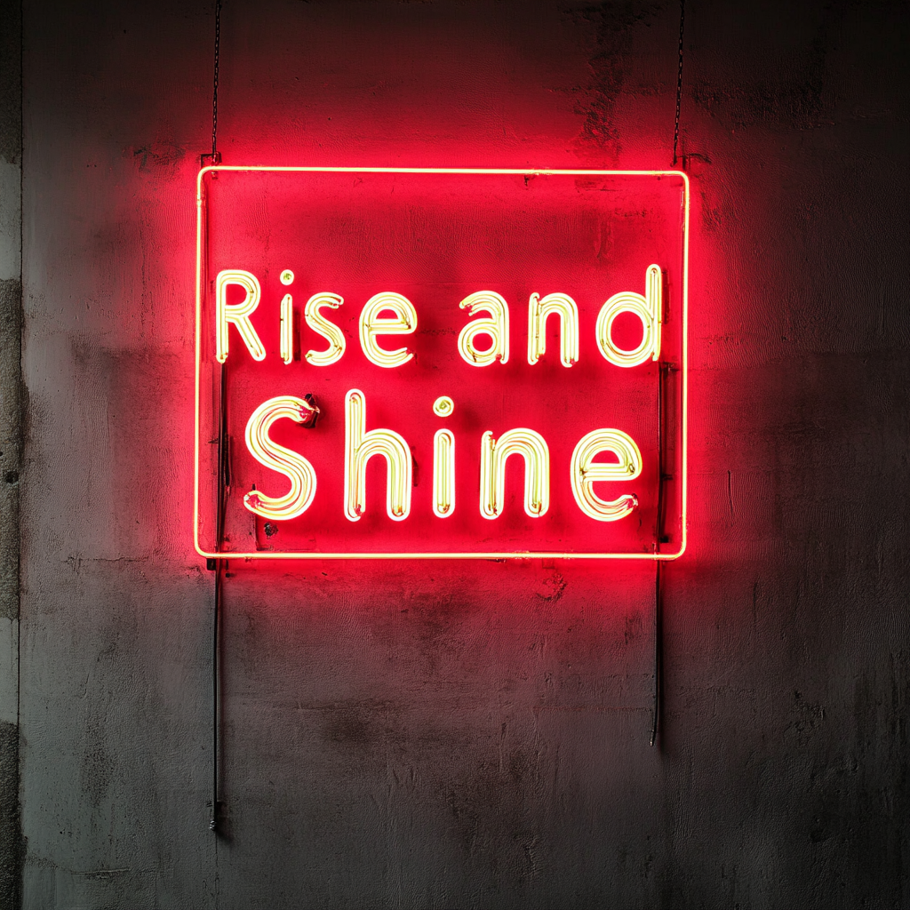 Rise and Shine - Red Neon Sign, 18 Inches
