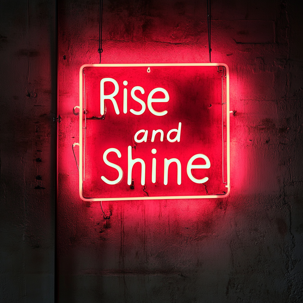 Rise and Shine - Red Neon Sign, 18 Inches