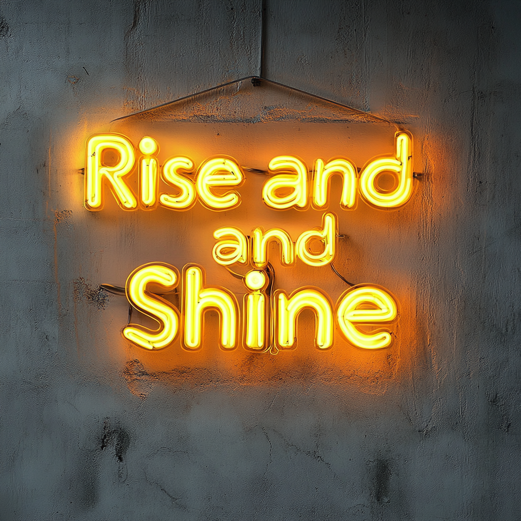 Rise and Shine - Yellow Neon Sign, 24 Inches