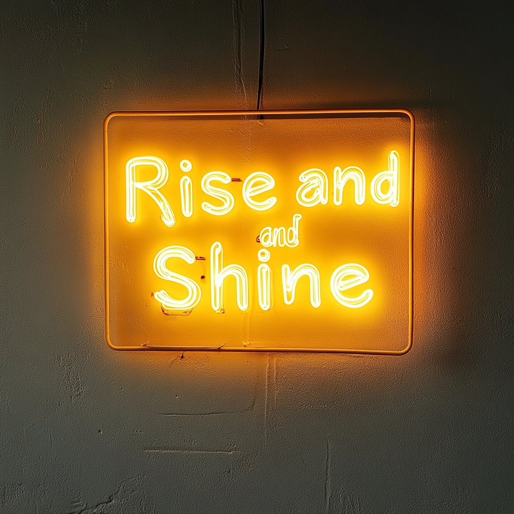 Rise and Shine - Yellow Neon Sign, 18 Inches