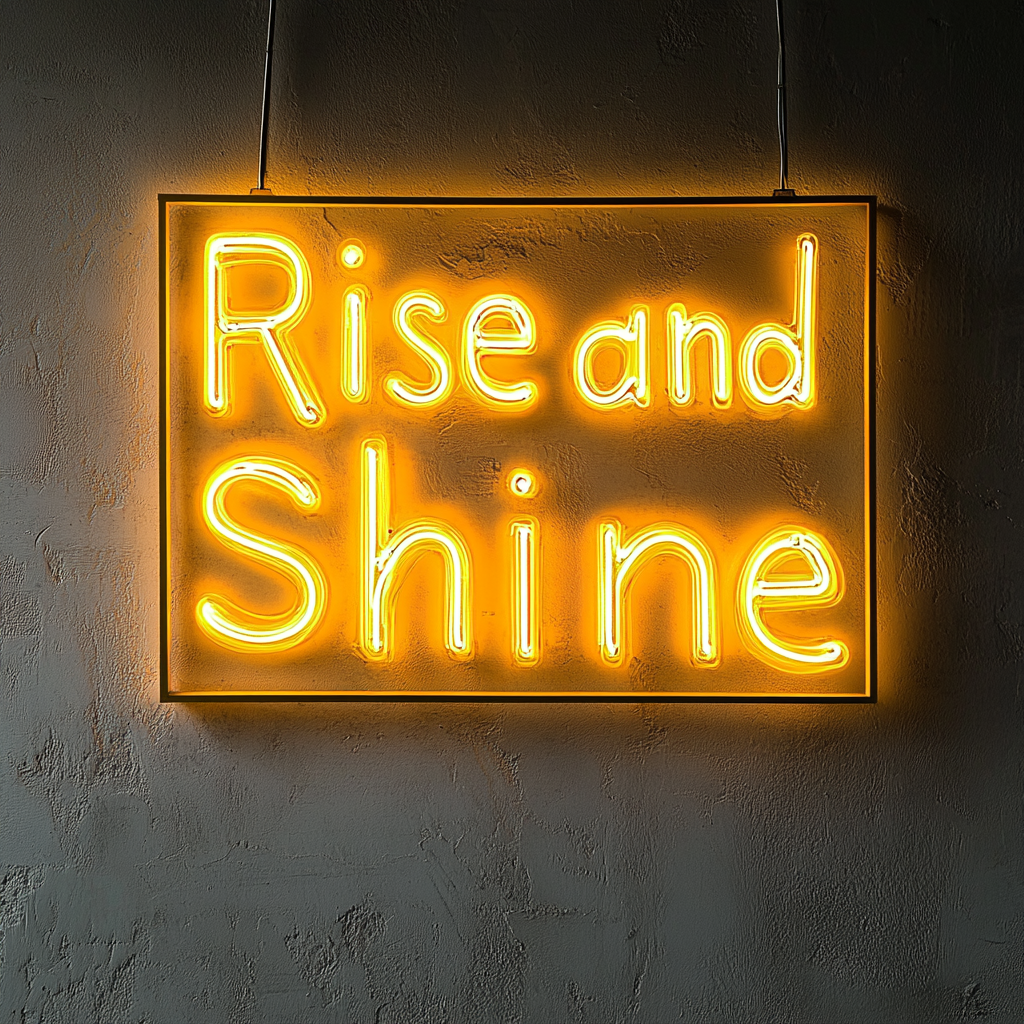 Rise and Shine - Yellow Neon Sign, 24 Inches
