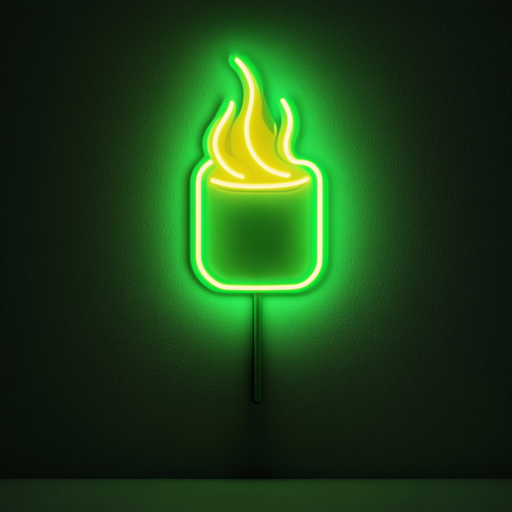 Roasting Marshmallow - Green Neon Sign, 24 Inches