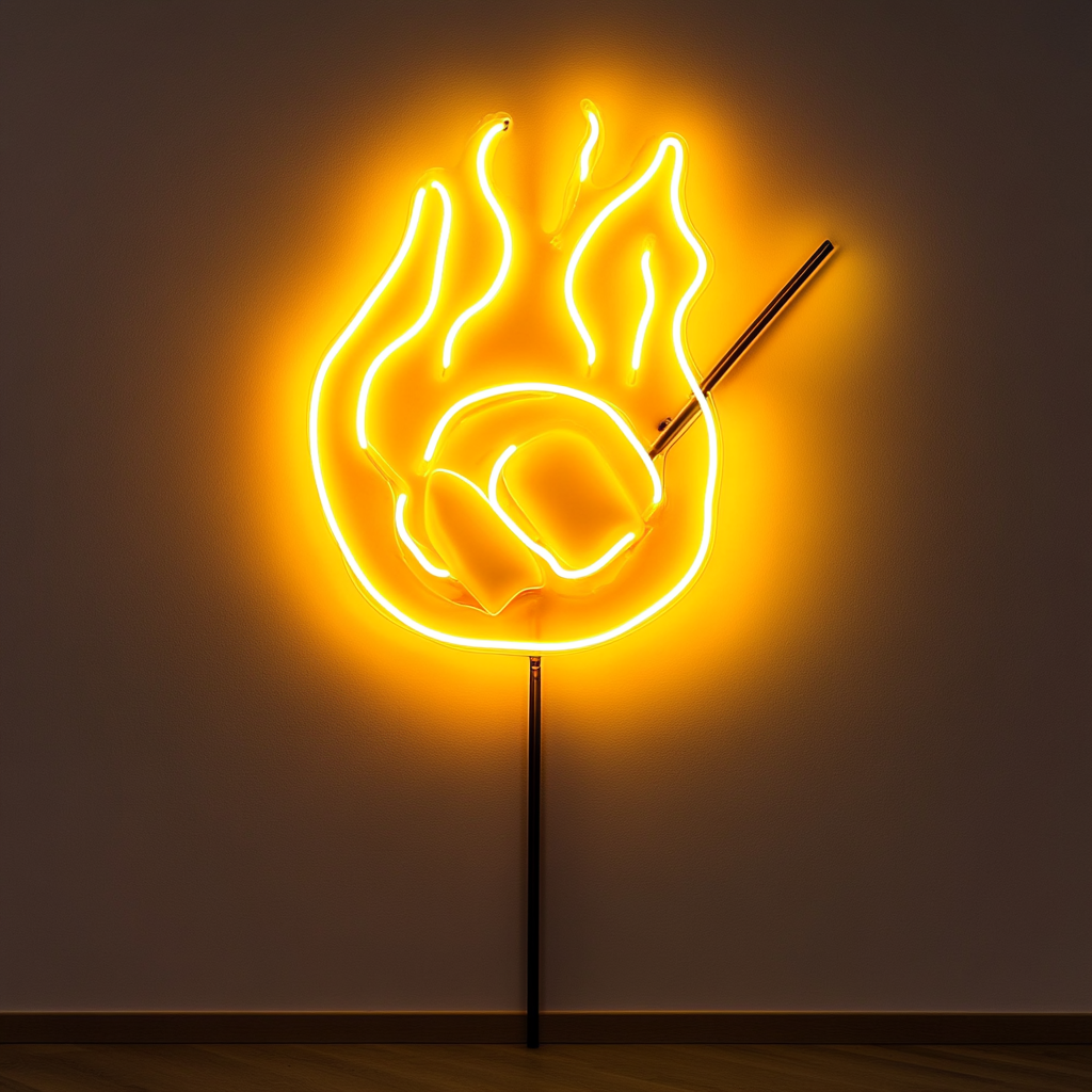 Roasting Marshmallow - Yellow Neon Sign, 24 Inches