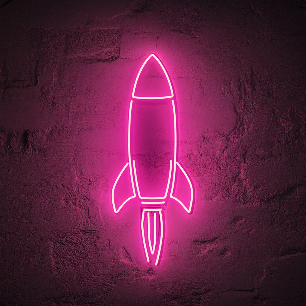 Rocket - Pink Neon Sign, 24 Inches