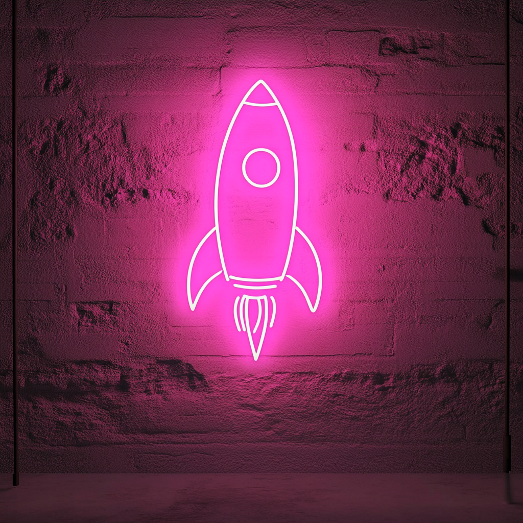 Rocket - Pink Neon Sign, 24 Inches