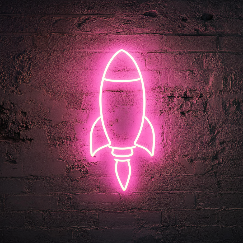 Rocket - Pink Neon Sign, 24 Inches