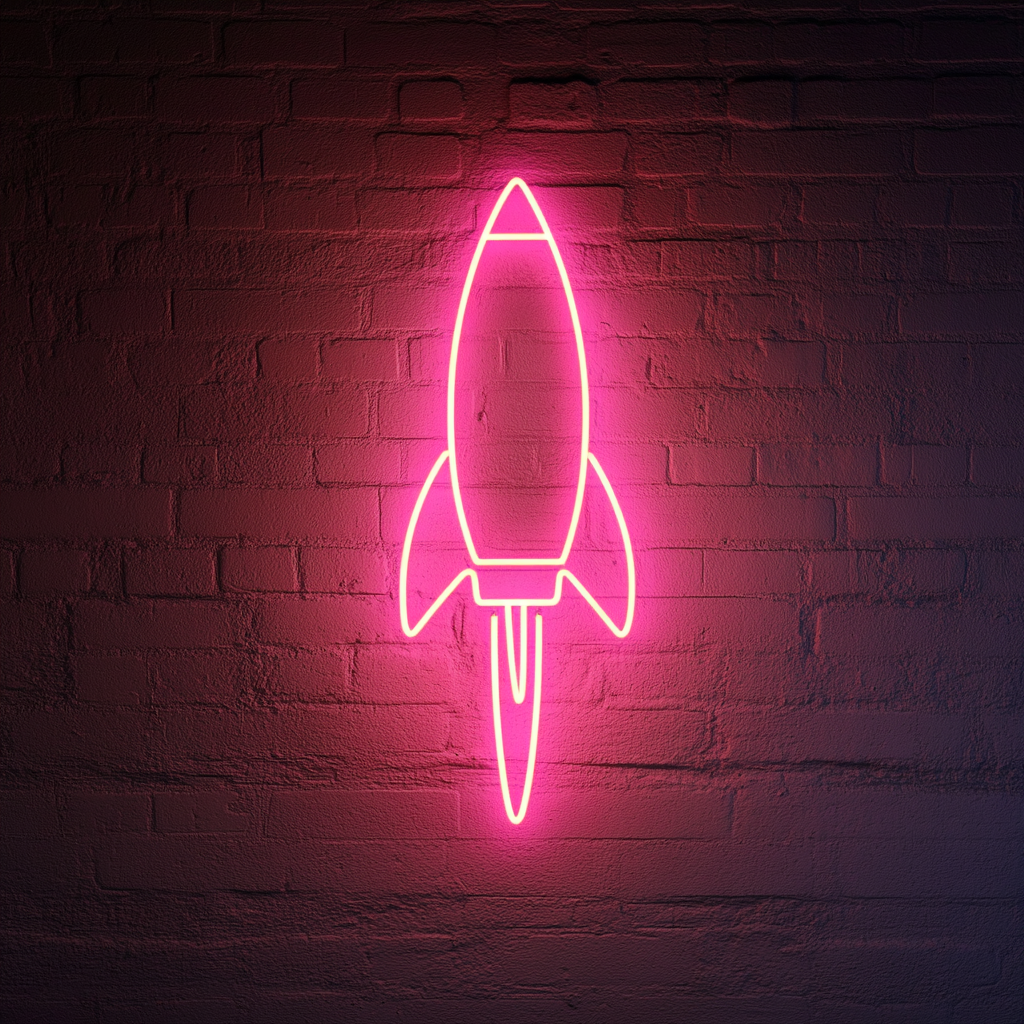 Rocket - Pink Neon Sign, 18 Inches