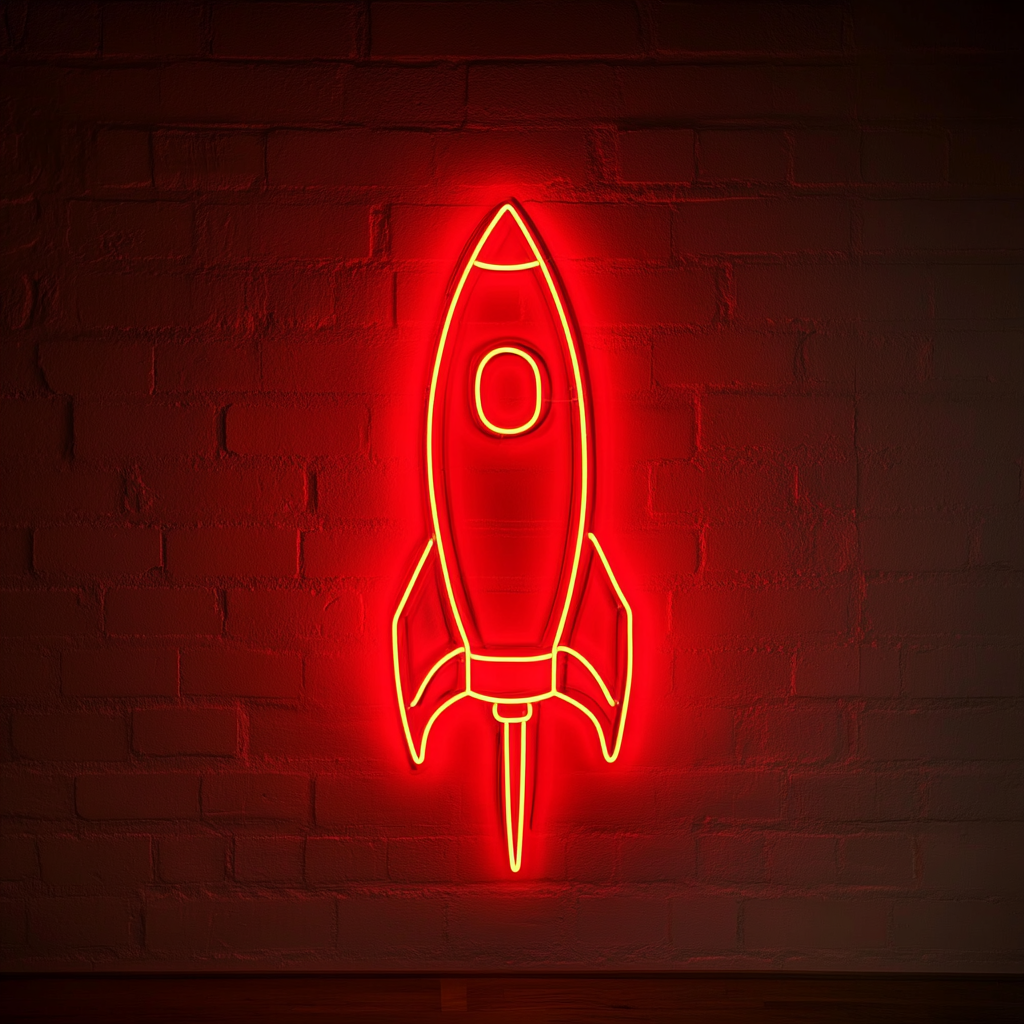 Rocket - Red Neon Sign, 24 Inches