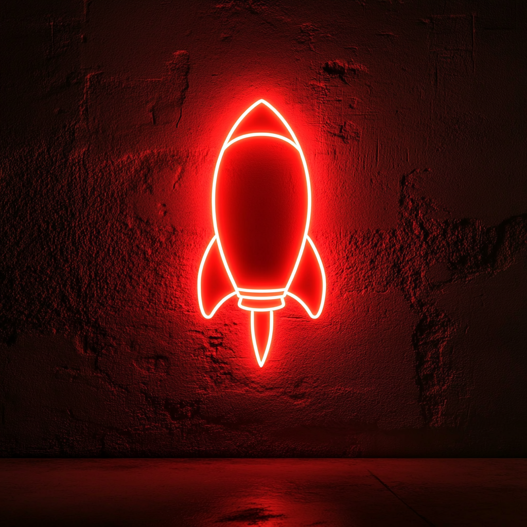 Rocket - Red Neon Sign, 24 Inches