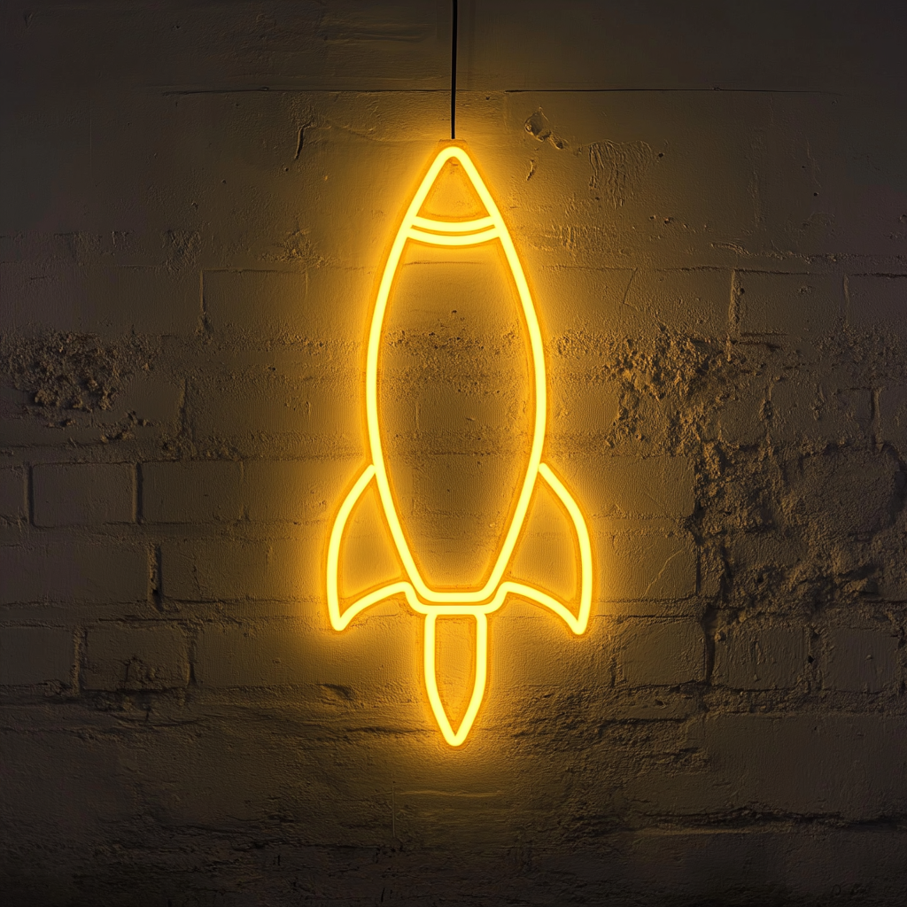 Rocket - Yellow Neon Sign, 24 Inches