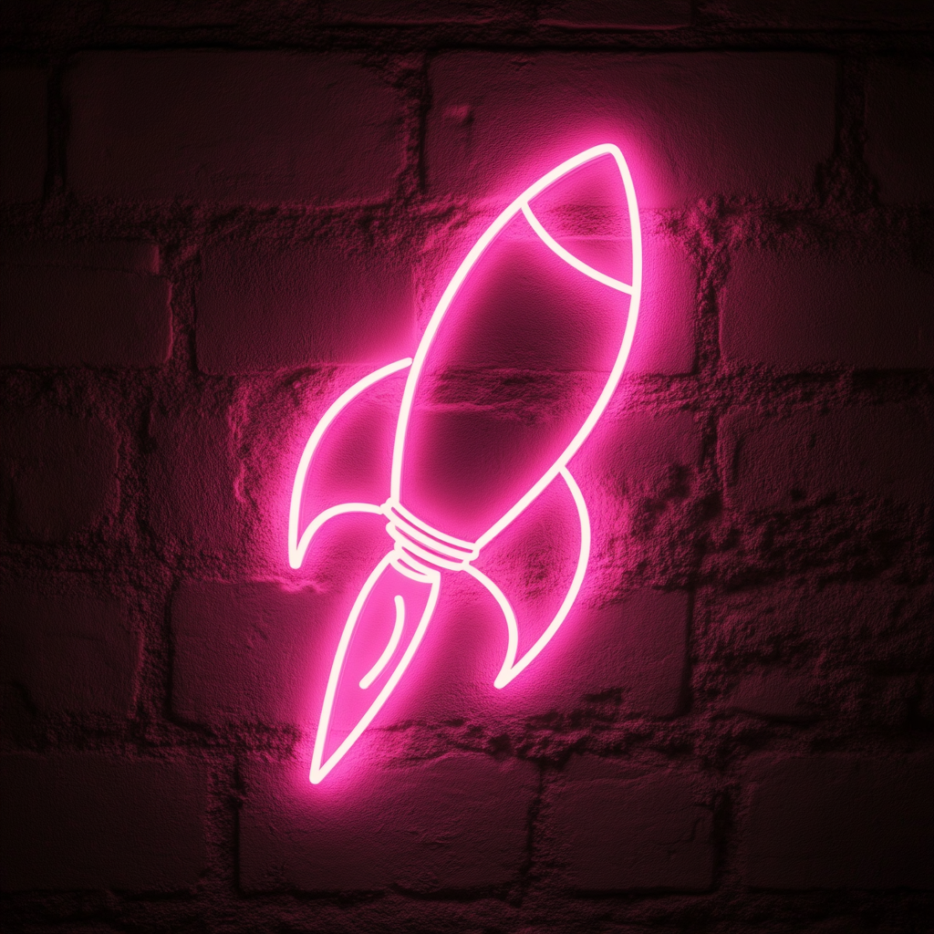 Rocket Launching - Pink Neon Sign, 24 Inches
