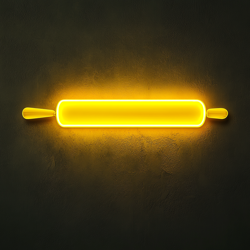 Rolling Pin - Yellow Neon Sign, 24 Inches