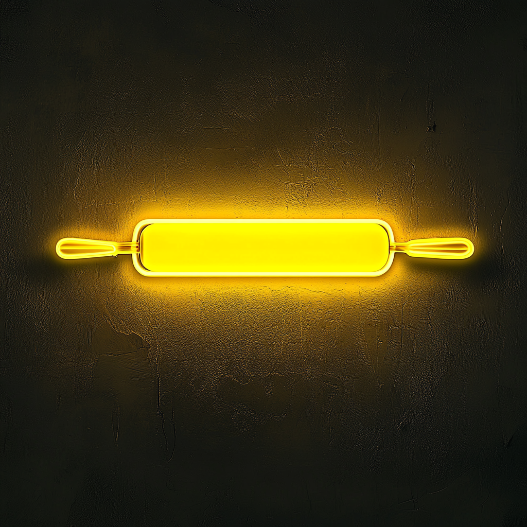 Rolling Pin - Yellow Neon Sign, 24 Inches
