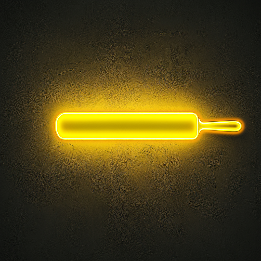Rolling Pin - Yellow Neon Sign, 24 Inches