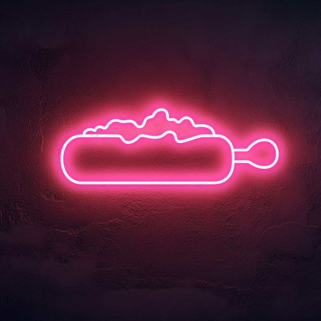 Rolling Pin and Baking Dough - Pink Neon Sign, 18 Inches