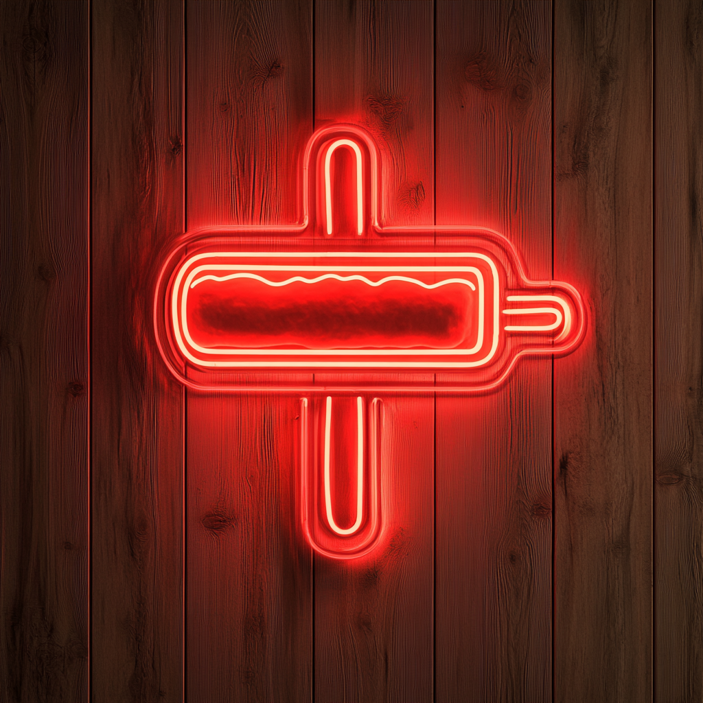 Rolling Pin and Baking Dough - Red Neon Sign, 24 Inches