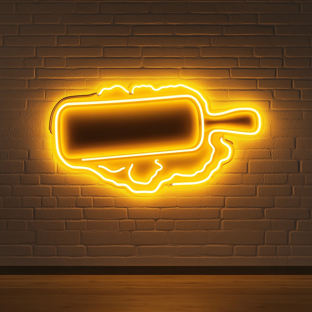 Rolling Pin and Baking Dough - Yellow Neon Sign, 18 Inches