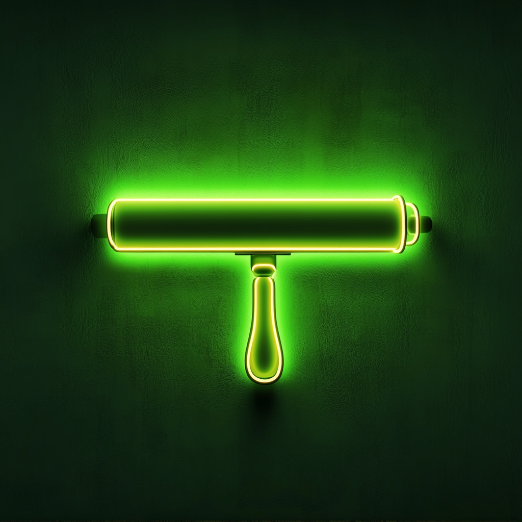 Rolling Pin with Dough - Green Neon Sign, 18 Inches