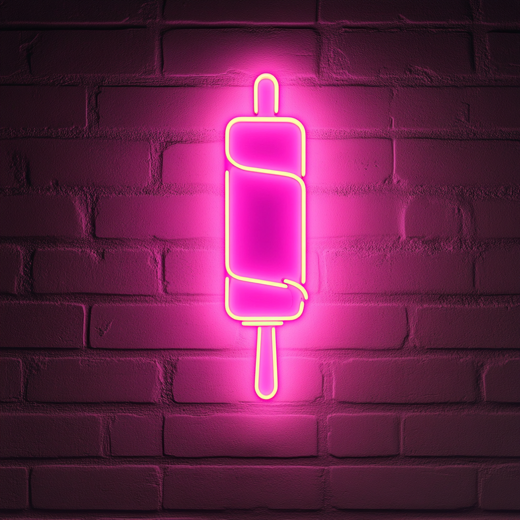 Rolling Pin with Dough - Pink Neon Sign, 24 Inches