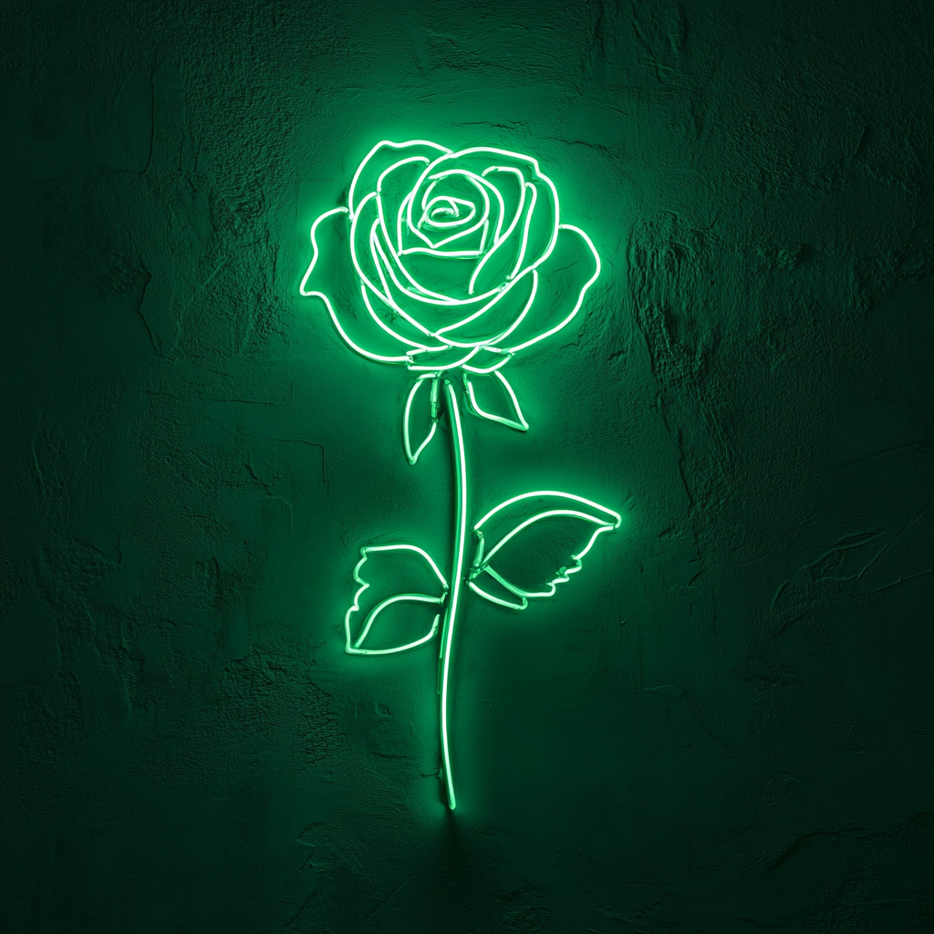 Rose - Green Neon Sign, 18 Inches