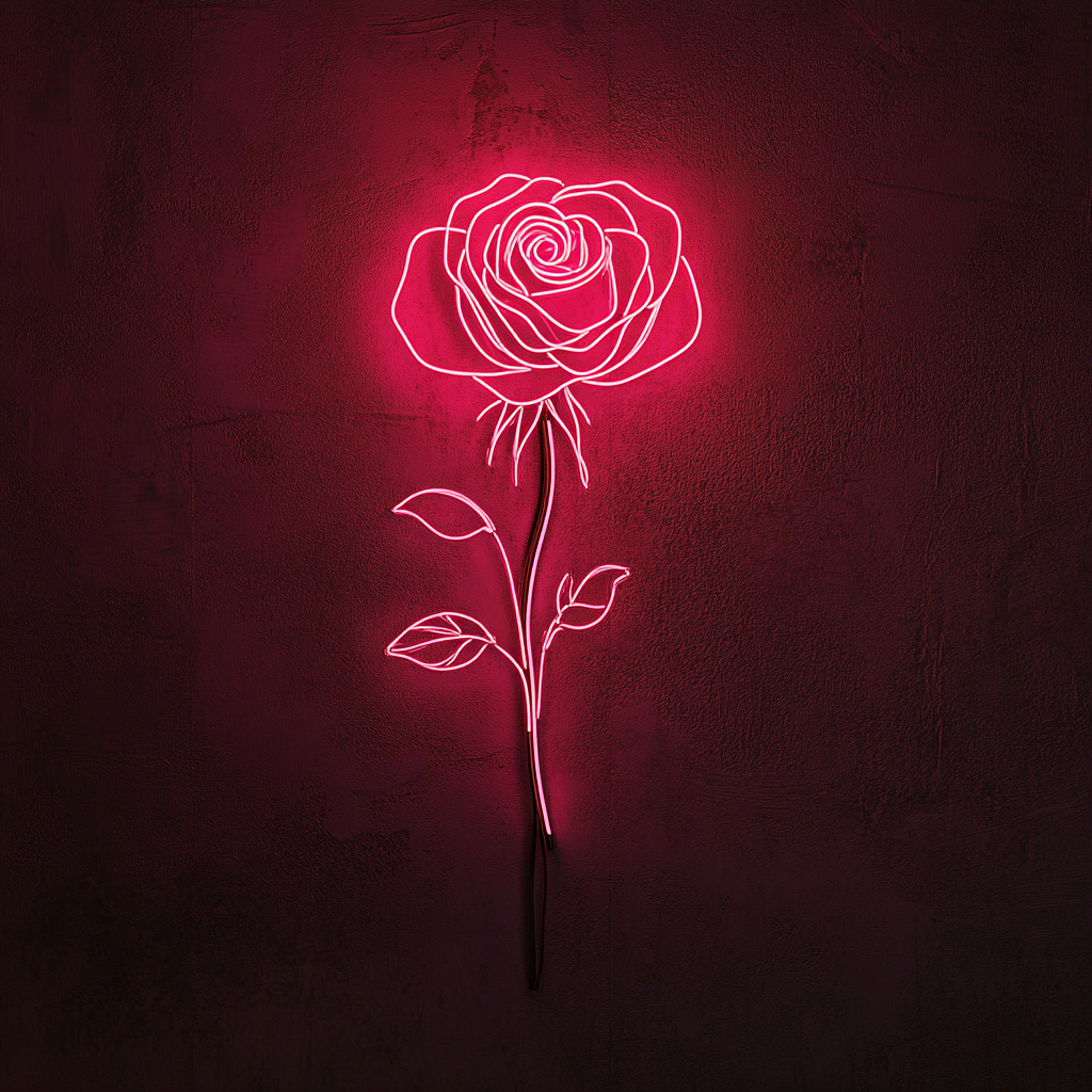 Rose - Pink Neon Sign, 18 Inches
