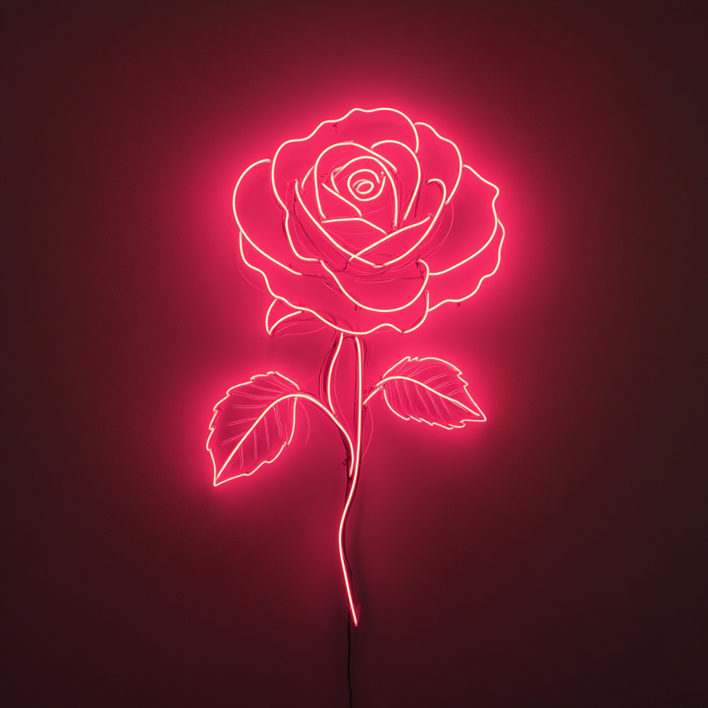 Rose - Pink Neon Sign, 18 Inches