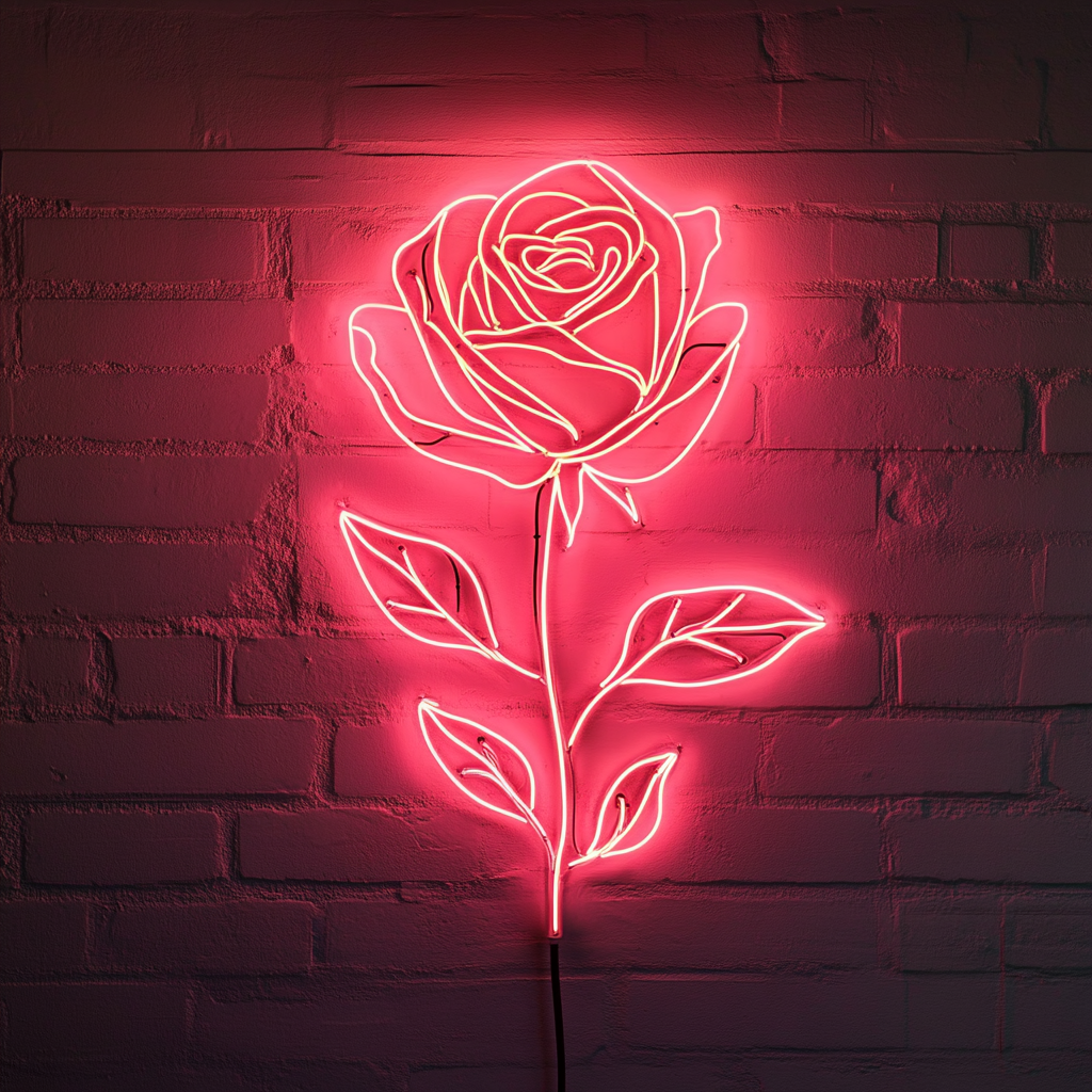 Rose - Pink Neon Sign, 18 Inches
