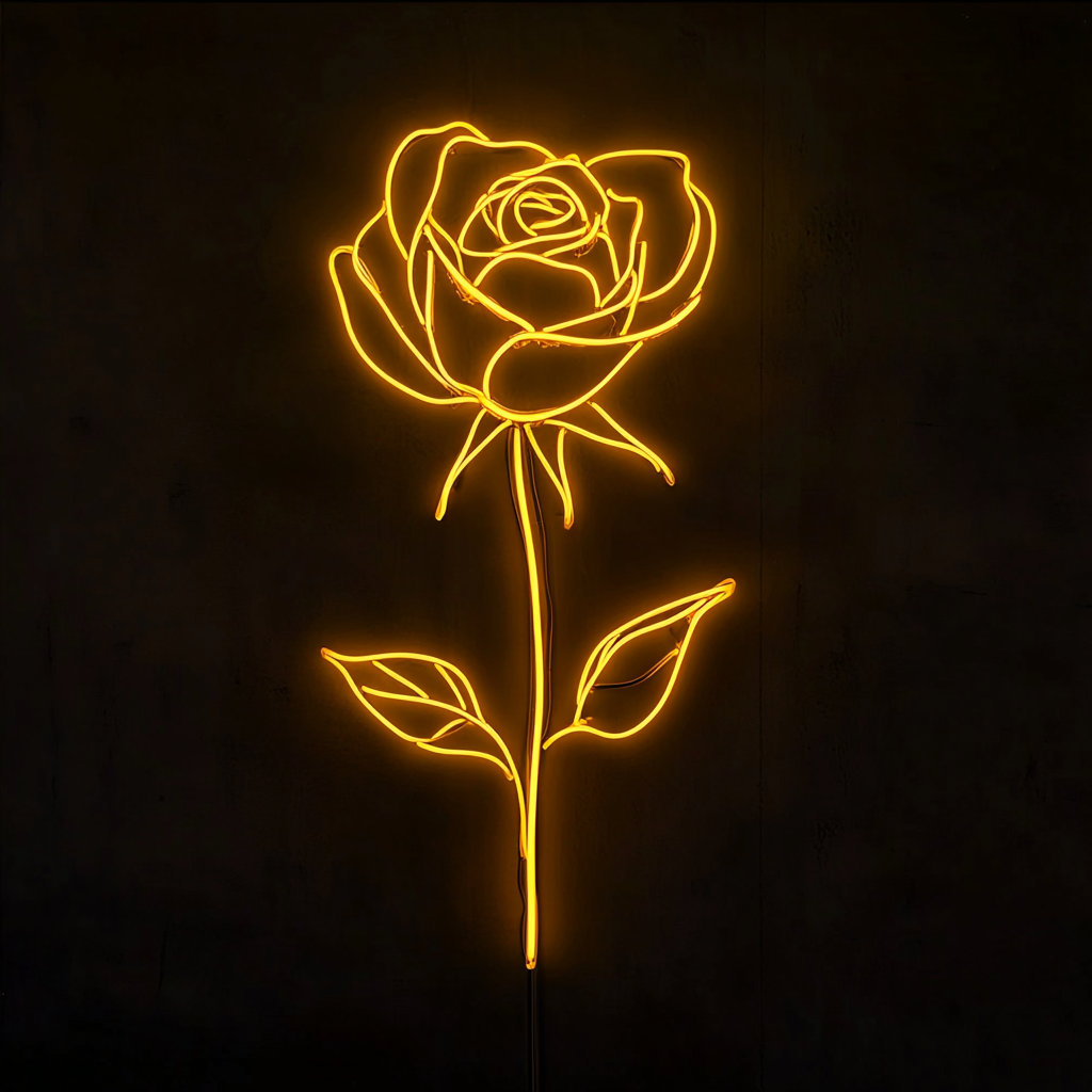 Rose - Yellow Neon Sign, 18 Inches