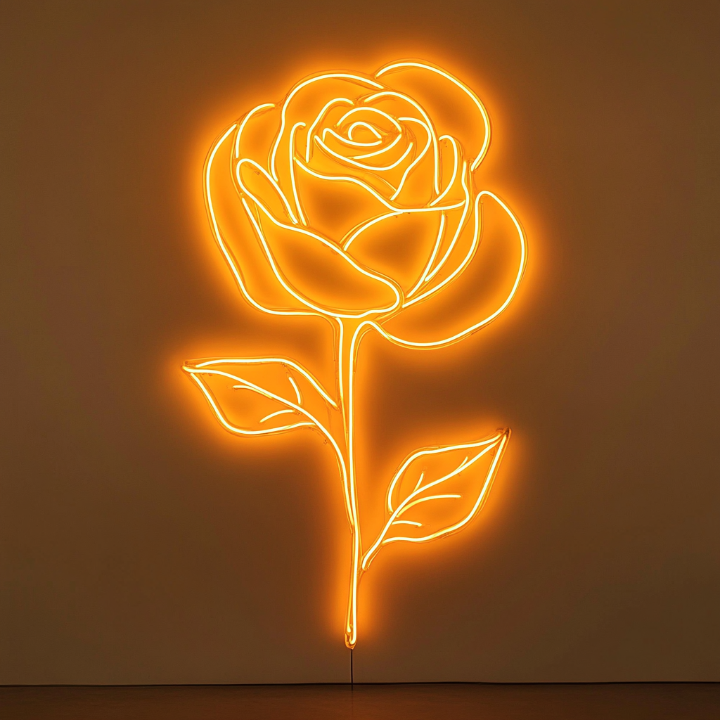 Rose Outline - Yellow Neon Sign, 24 Inches