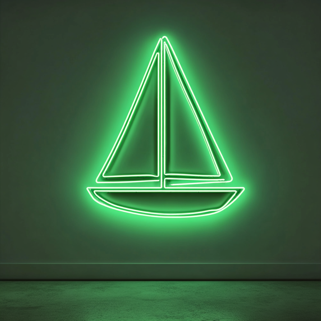 Sailboat - Green Neon Sign, 24 Inches