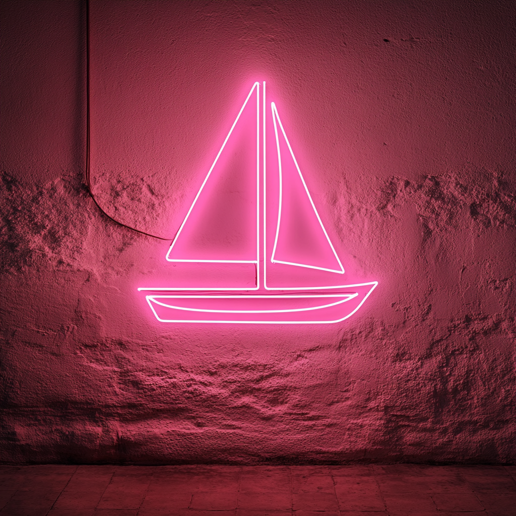 Sailboat - Pink Neon Sign, 24 Inches