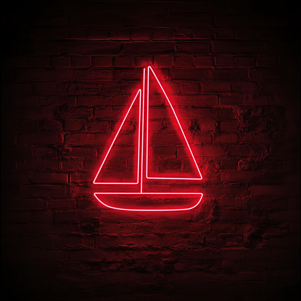 Sailboat - Red Neon Sign, 18 Inches
