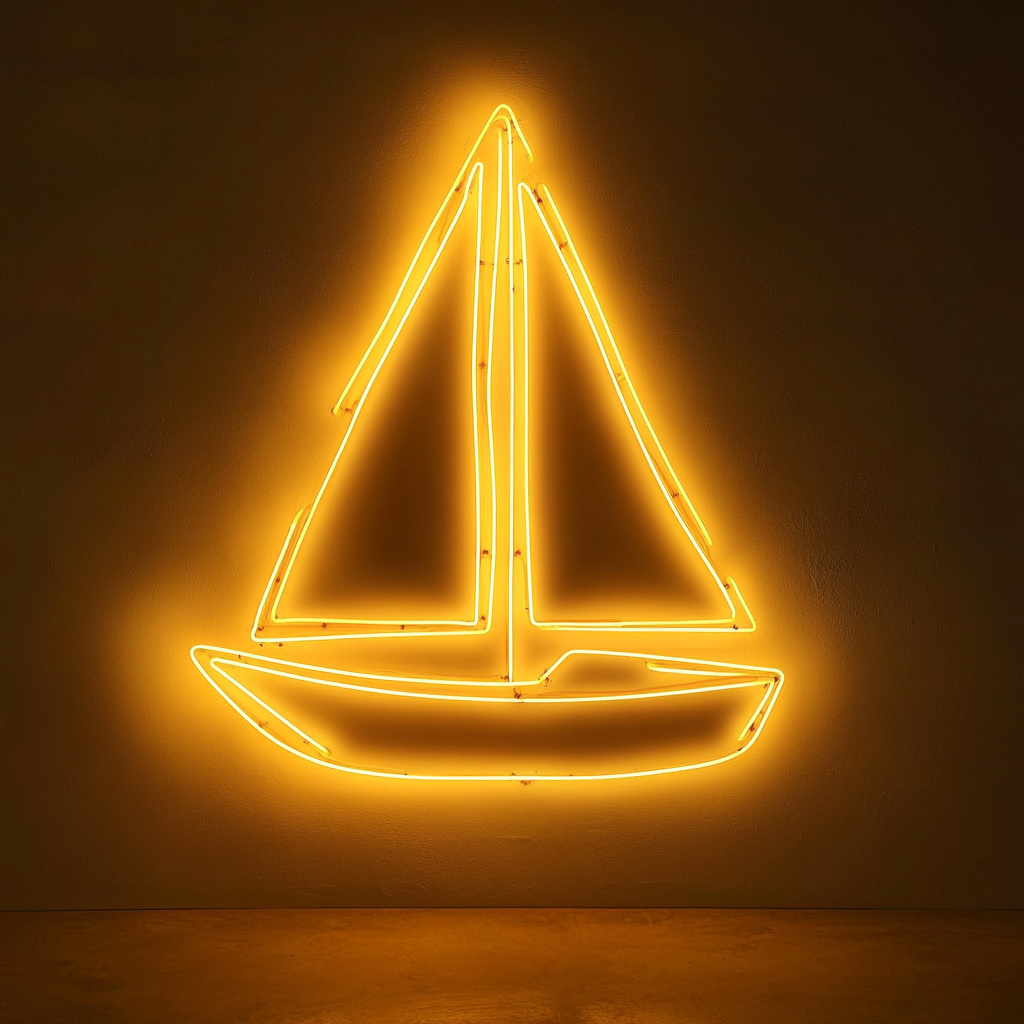Sailboat - Yellow Neon Sign, 18 Inches