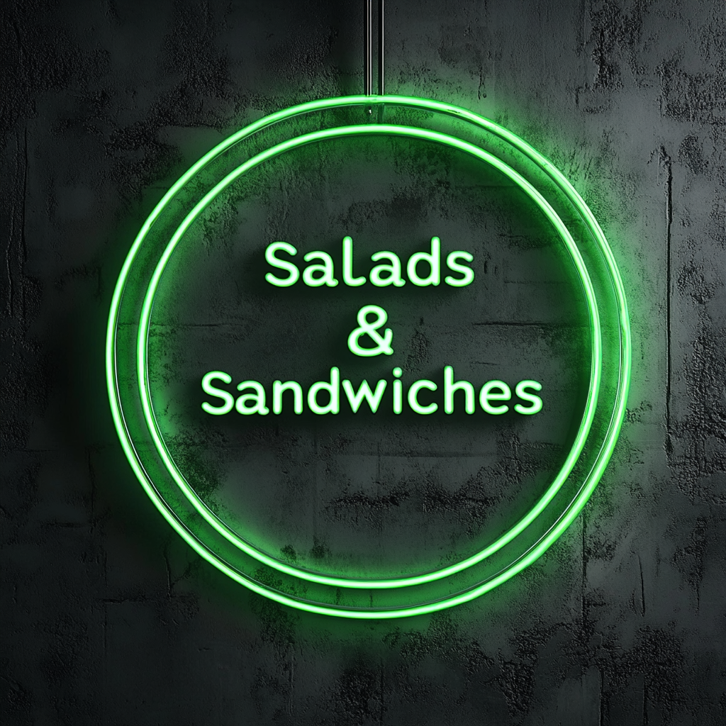 "Salads & Sandwiches" - Green Neon Sign, 24 Inches