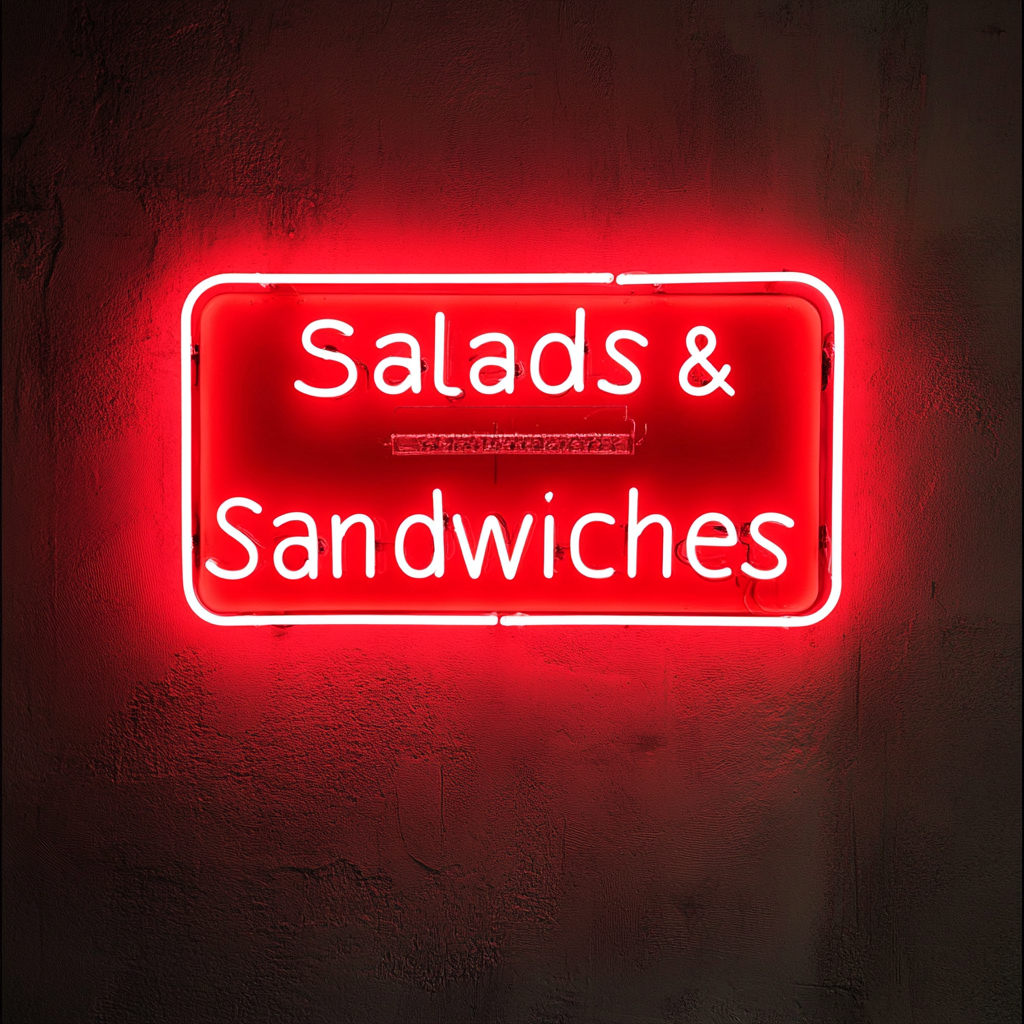 "Salads & Sandwiches" - Red Neon Sign, 24 Inches