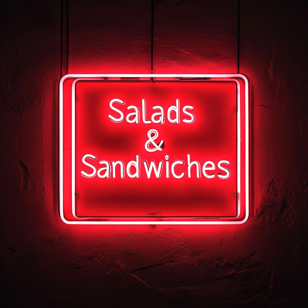 "Salads & Sandwiches" - Red Neon Sign, 24 Inches